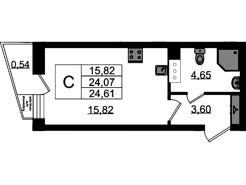 Квартира студия 24.61 м², 9/11 эт., ЖК «VEREN NORT Сертолово»